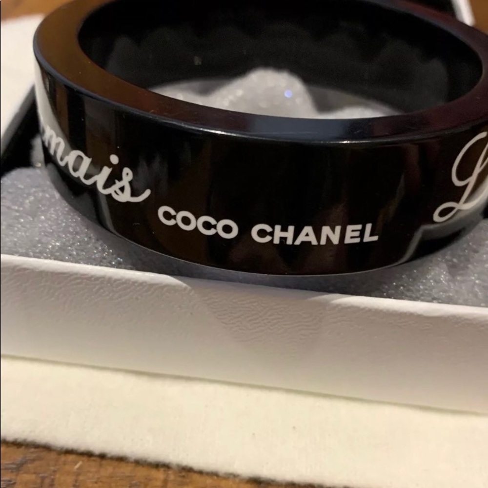 Chanel Black Logo Bangle